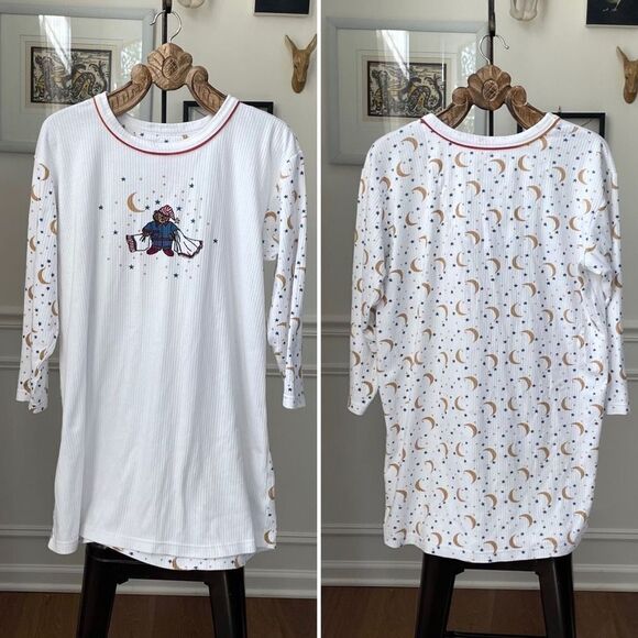 Vintage 90s Basic Editions Nightgown Sleep Tshirt Pajamas Teddy Bear OSFM - Picture 1 of 6